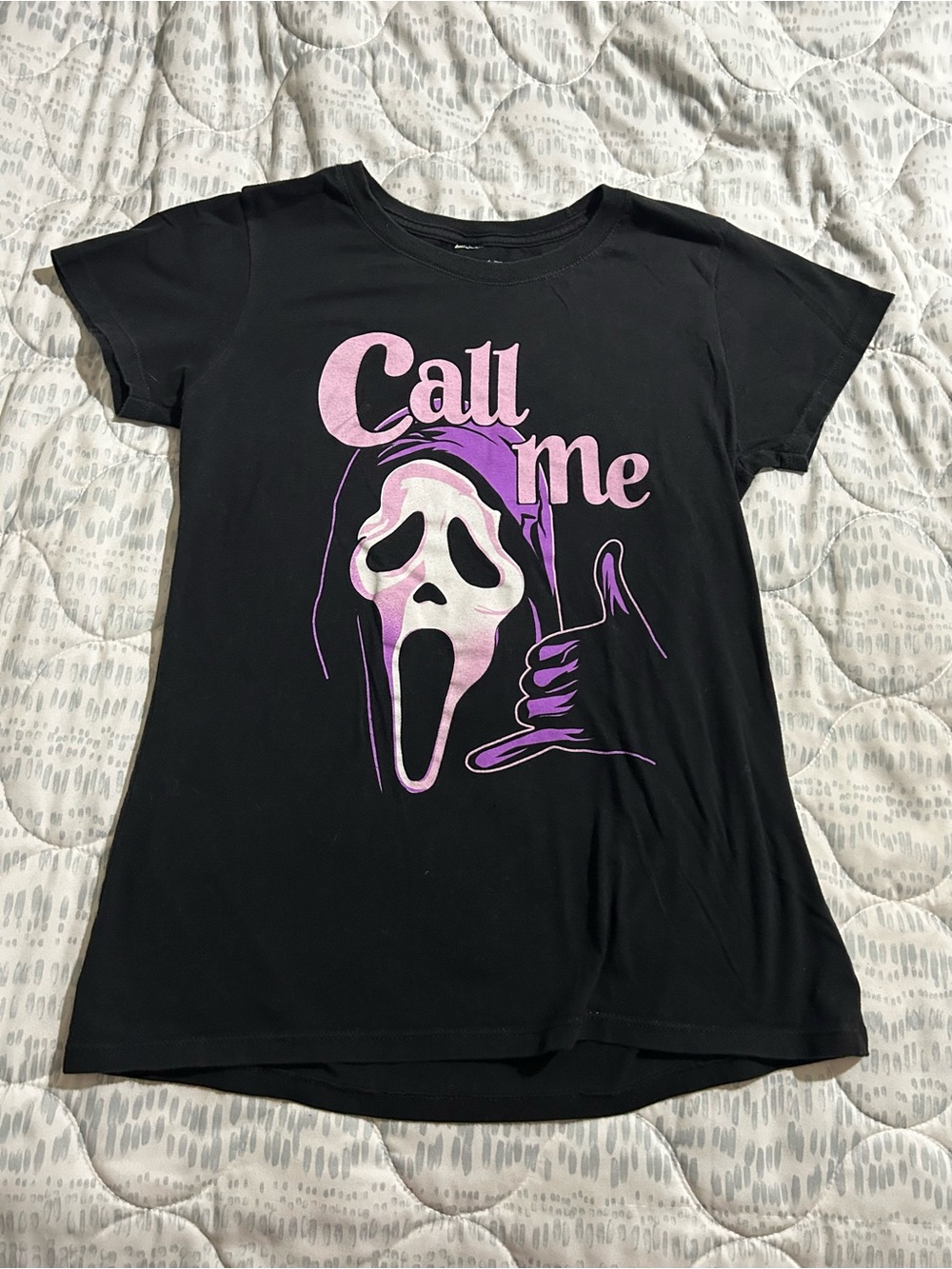Call Me Ghost Face Graphic Tee - Black/Pink